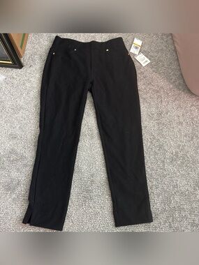 MICHAEL Michael Kors Black Straight Leg Pants with Gold Accent- size Small